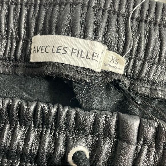 NWT Avec Les Filles Anthropologie Black Vegan Faux Leather Jogger Pants Size XS - Picture 11 of 13